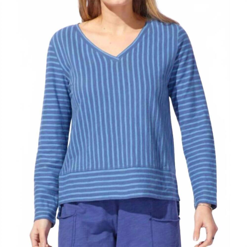NEW ESCAPE santa barbara stripe easy v tee in denim